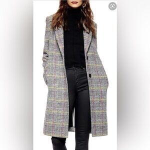 TOPSHOP colorful houndstooth checked coat